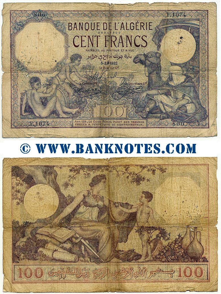 Algeria 100 Francs 1921-1938