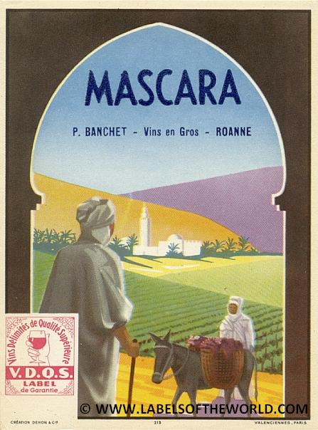 Algerian wine label "MASCARA" UNC