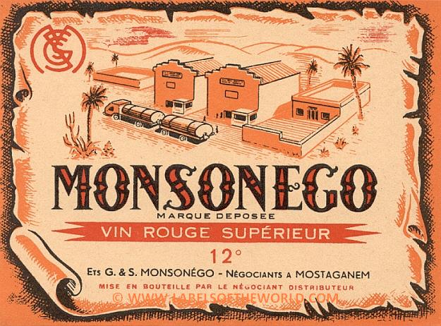 Algerian wine label "MONSONEGO" UNC