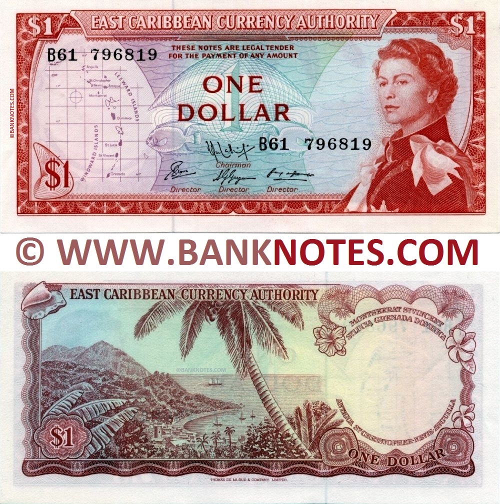East Caribbean States 1 Dollar (1974) (Sig.9) (B61 796819) UNC