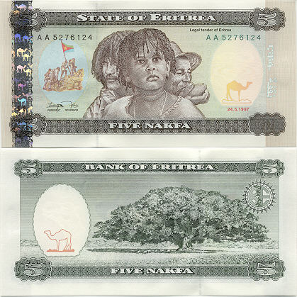 Eritrea 5 Nakfa 1997 (AA54001xx) UNC