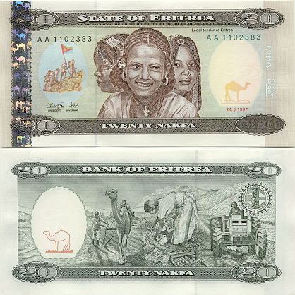 Eritrea 20 Nakfa 1997 (AA 90380xx) UNC