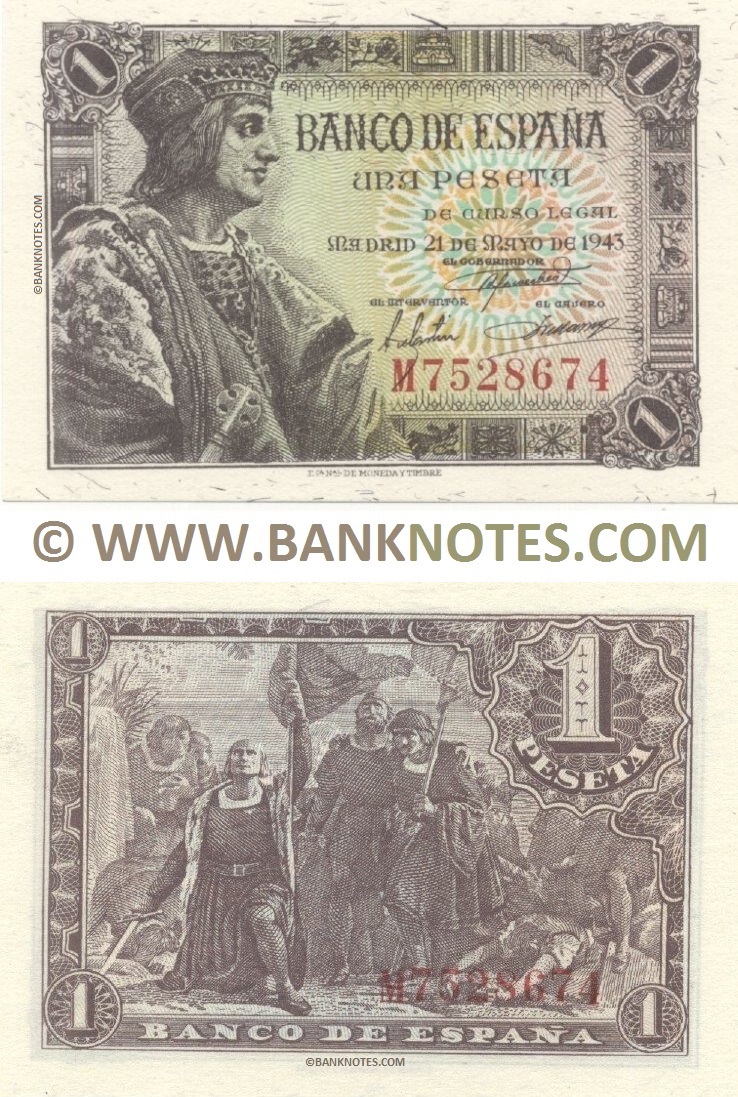 Spain 1 Peseta 21.5.1943 (M7528674) UNC