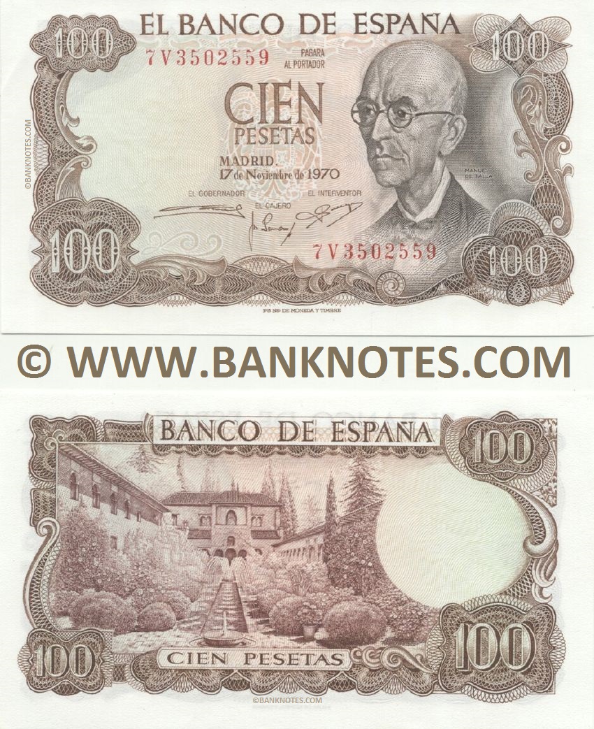 Spain 100 Pesetas 1970 (7V3502560) UNC-