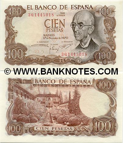 Spain 100 Pesetas 1970 (7S91775xx) UNC-