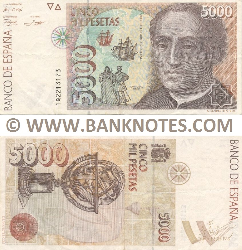 Spain 5000 Pesetas 12.10.1992 (1Q2213173) (circulated) VF+