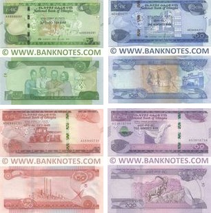 Ethiopia Set of 10, 50, 100, 200 Birr 2020 UNC