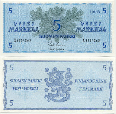 Finland 5 Markkaa 1963 (X68546xx) UNC