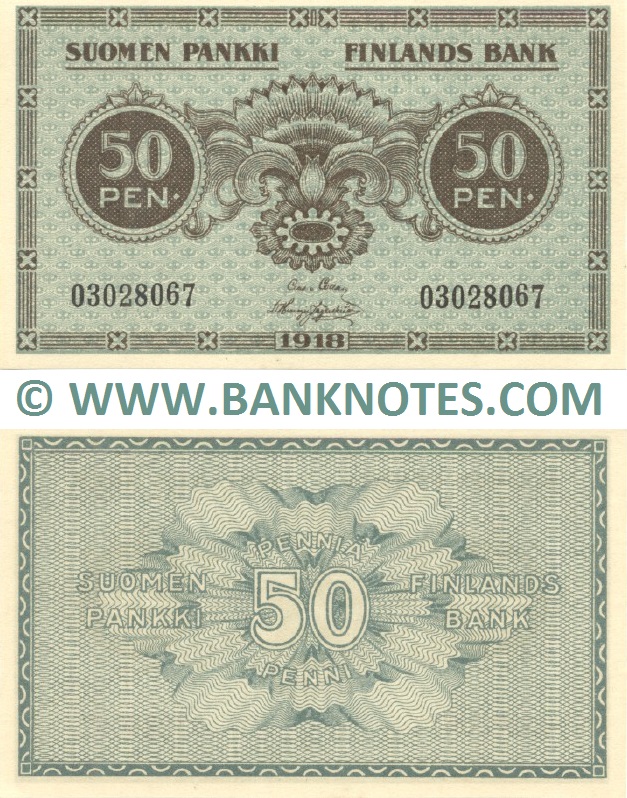 Finland 50 Penniä 1918 (02171286) (circulated) VF-XF