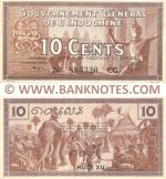 French Indo-China 10 Cents (1939) (Nº 517606 CB) (circulated) VF