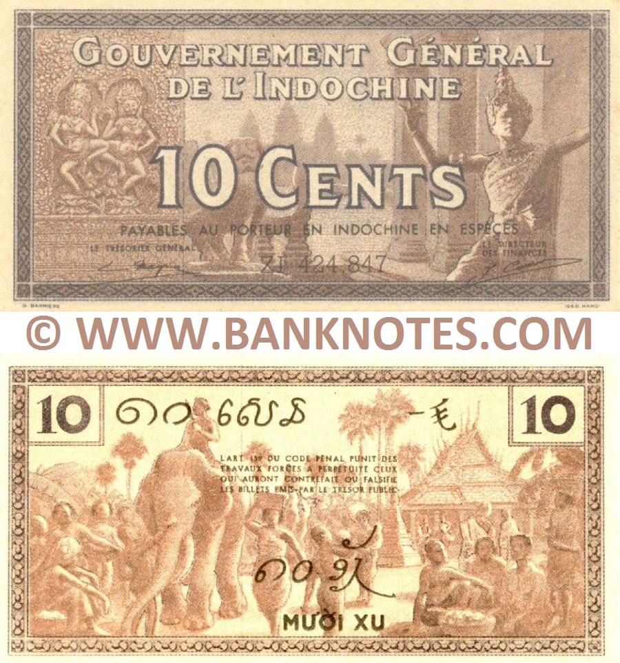 French Indo-China 10 Cents (1939) (Nº ZI 424.847) UNC