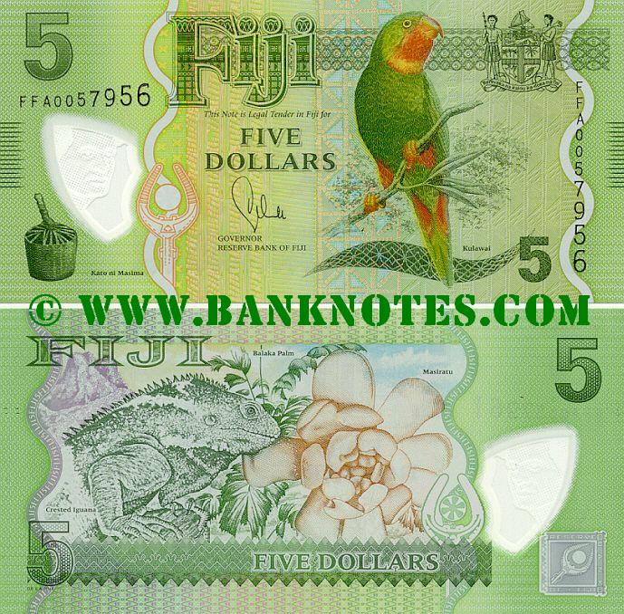 Fiji 5 Dollars (2012) (FFA0063xxx) UNC