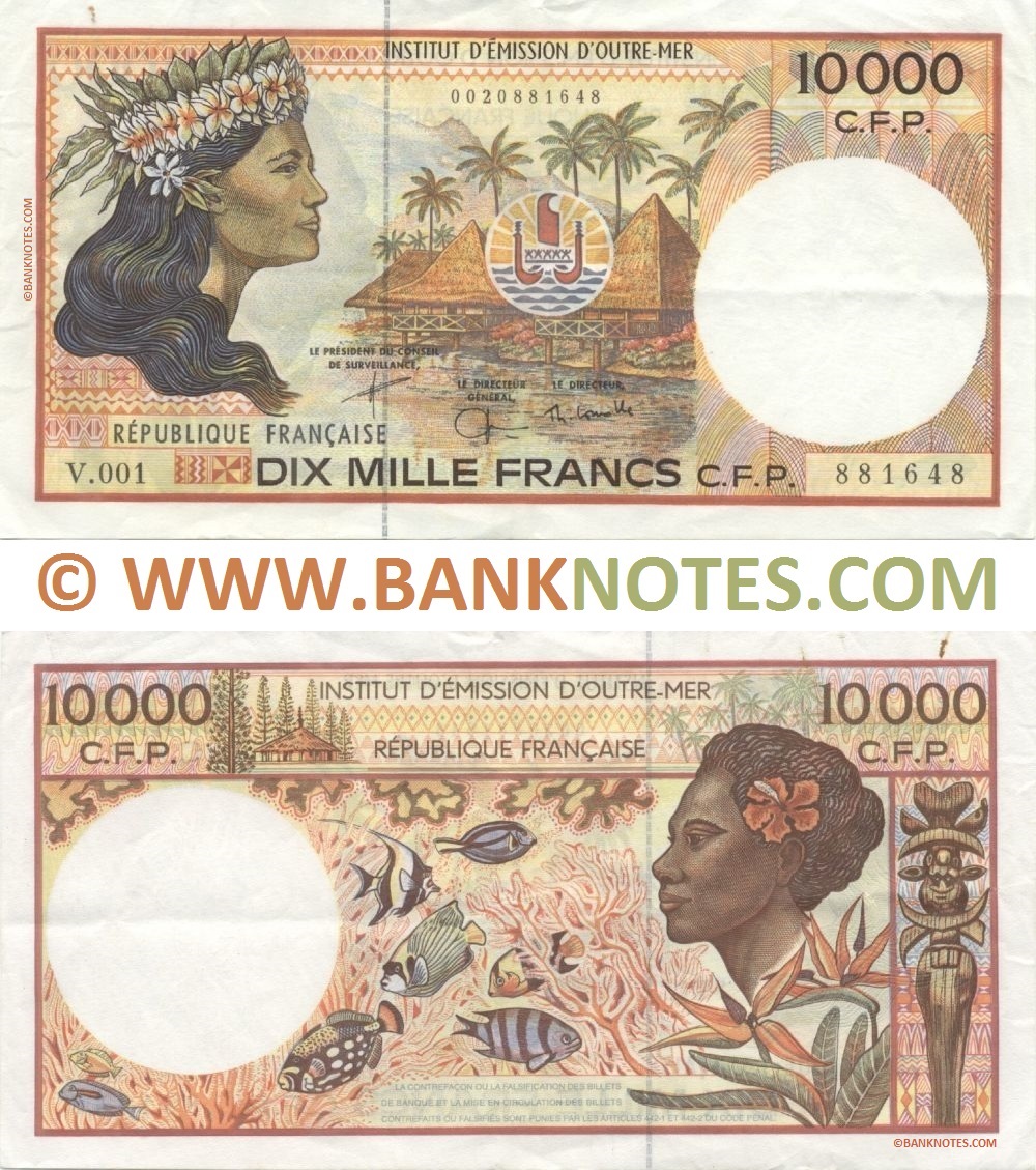 French Pacific Territories 10000 Francs 2002 (V.001/0020881648) (circulated) VF+