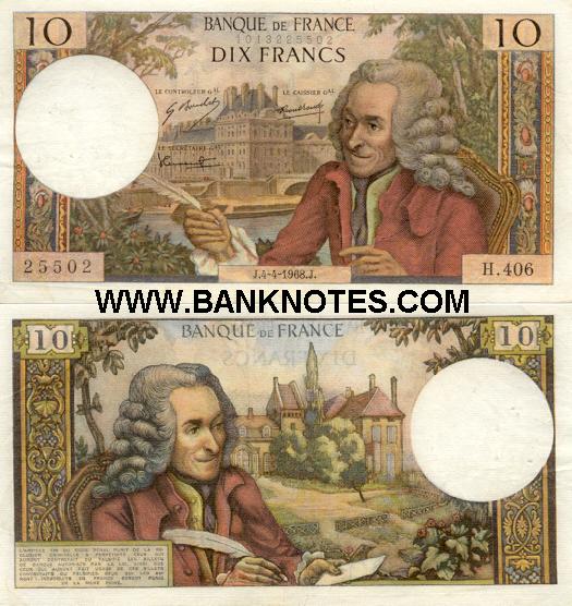 France 10 Francs D.2.8.1973.D. (G.894/2233116516) (circulated) F-VF