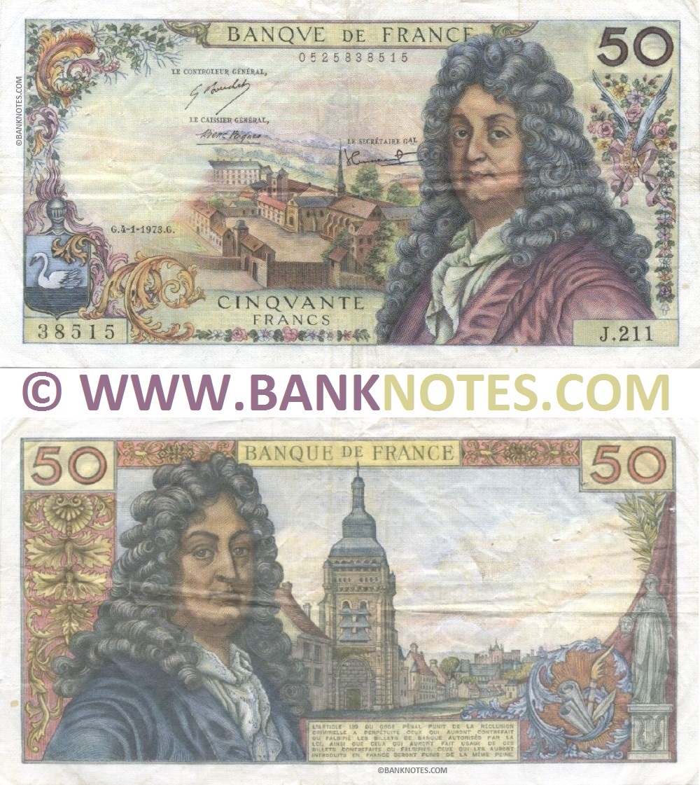 France 50 Francs G.4.1.1973.G. (J.211/0525838515) (circulated, ph) F-VF