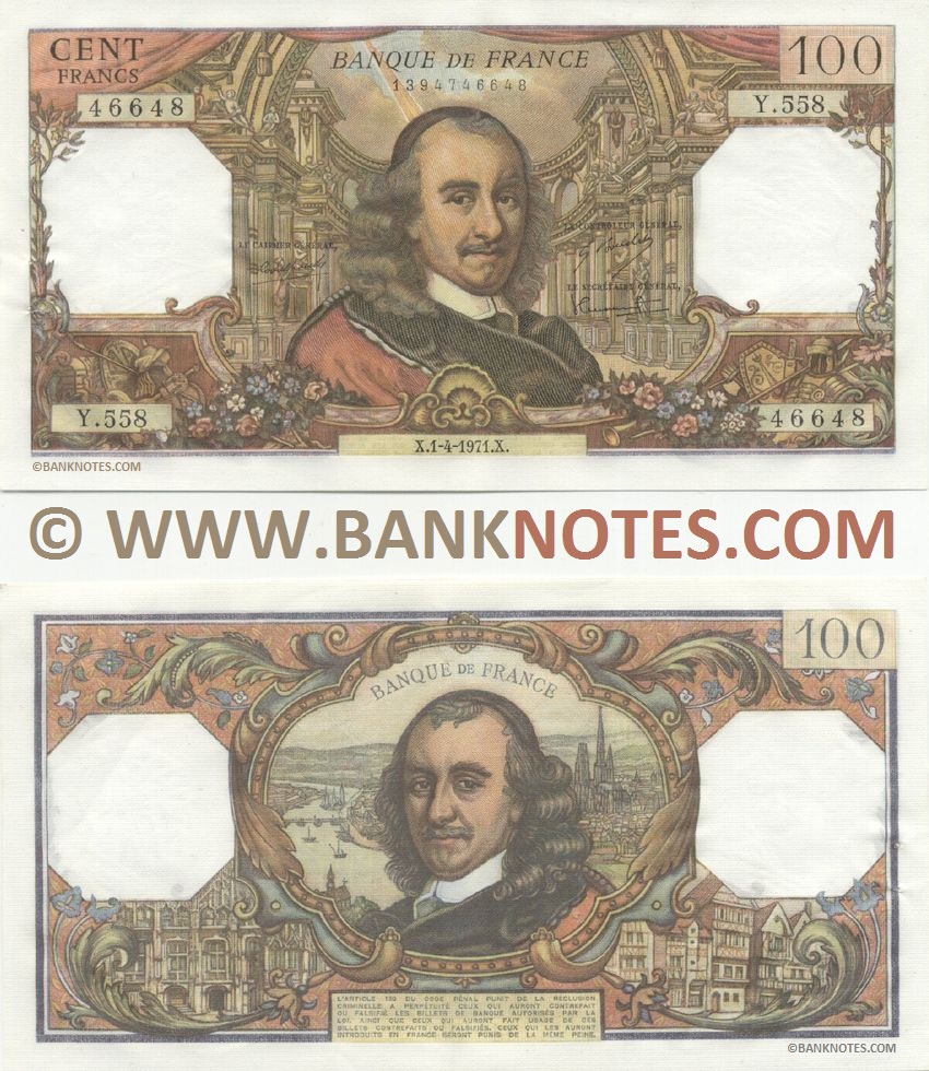 France 100 Francs 1.4.1971 (Y.558/1394746644) (lt. circulated) XF-AU