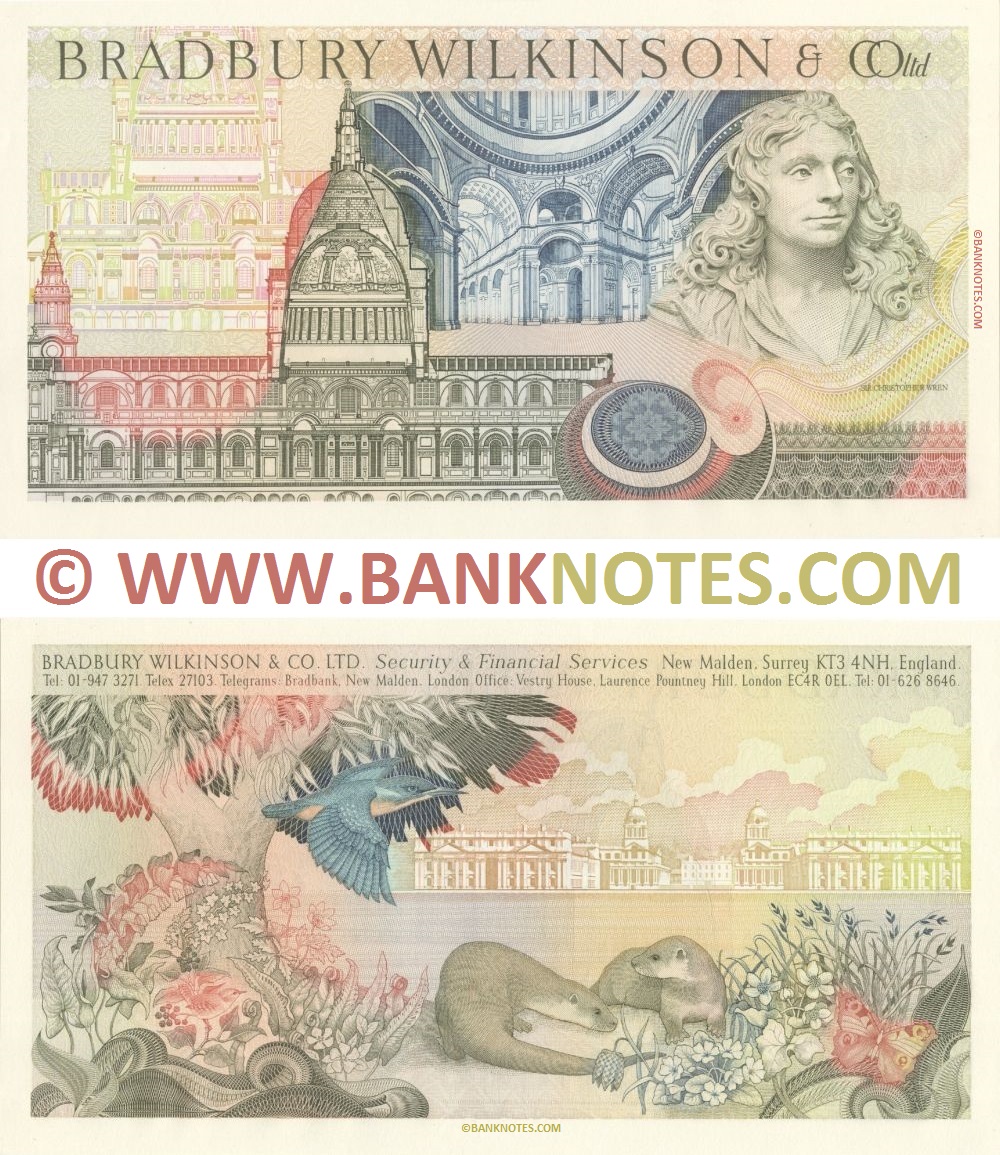 Great Britain – Bradbury, Wilkinson & Co. Ltd. Advertising Note (1980s) UNC
