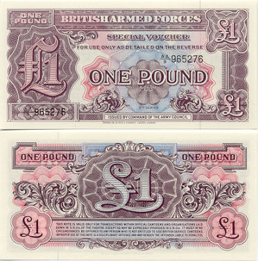 Great Britain 1 Pound (1948) Special voucher of the British Armed Forces (AA/8 8850xx) UNC
