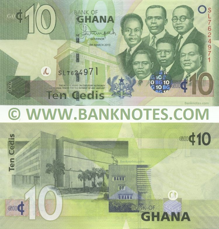 Ghana 10 Cedis 6.3.2013 (SL76249xx) UNC
