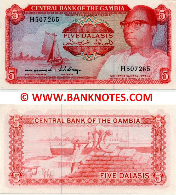 Gambia 5 Dalasis (1972-86) (H507265) UNC-