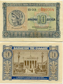 Greece 10 Drachmai 1940 (B40/625123) (lt. circulated) XF