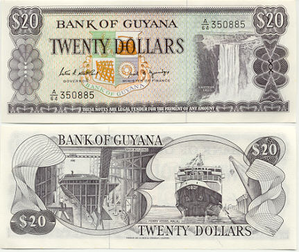 Guyana 20 Dollars (1989) (A/64 3508xx) UNC