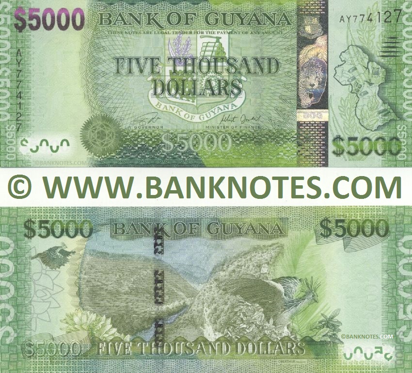 Guyana 5000 Dollars 2015 (AY774127) UNC