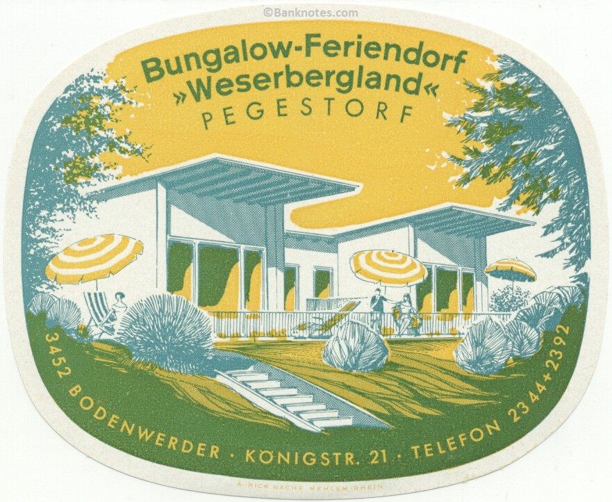Germany: Bungalow-Feriendorf WESERBERGLAND Pegestorf (unhinged, original glue)
