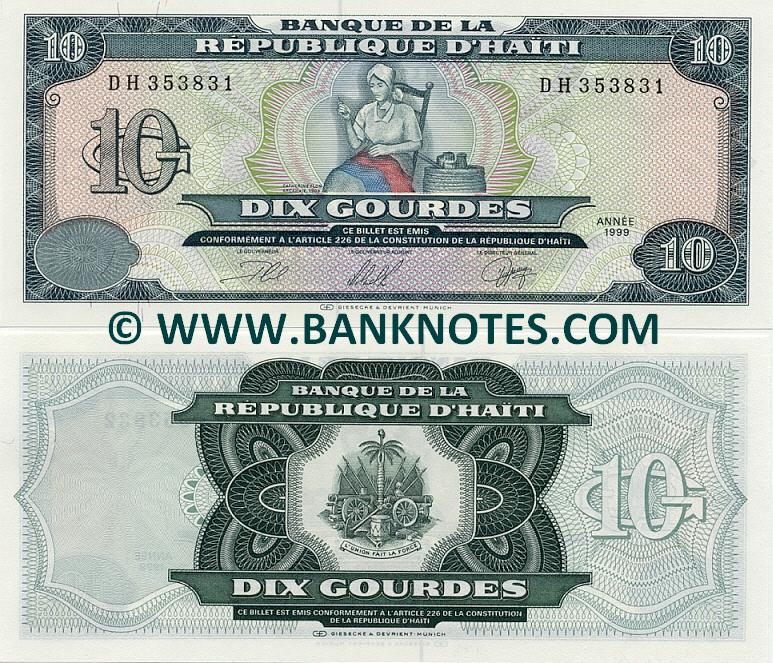 Haiti 10 Gourdes 1999 (DH3538xx) UNC