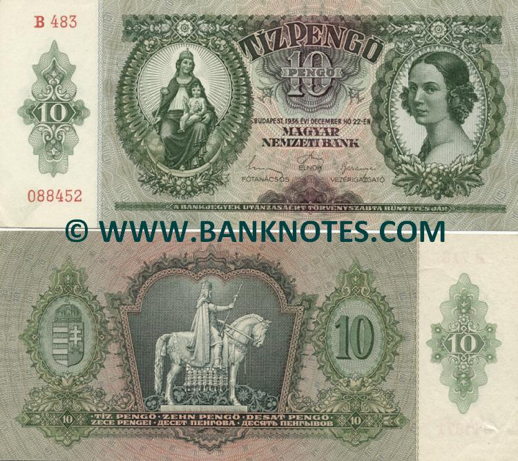Hungary 10 Pengö 22.12.1936 (B Series) (circulated) F