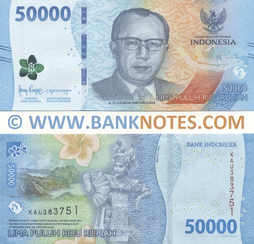 Indonesia 50000 Rupiah 2022 (KAU3837xx) UNC