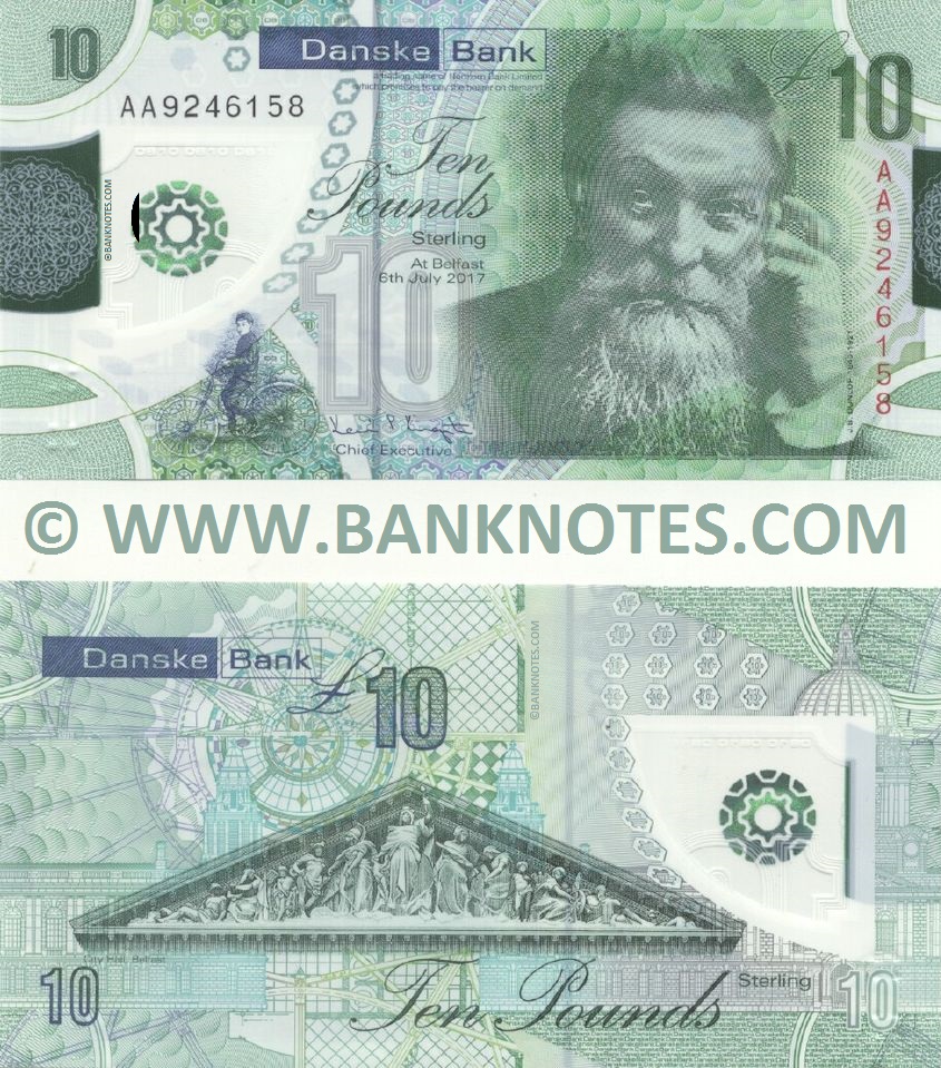 Northern Ireland 10 Pounds 6.7.2017 Danske Bank (polymer) (AA9246158) UNC