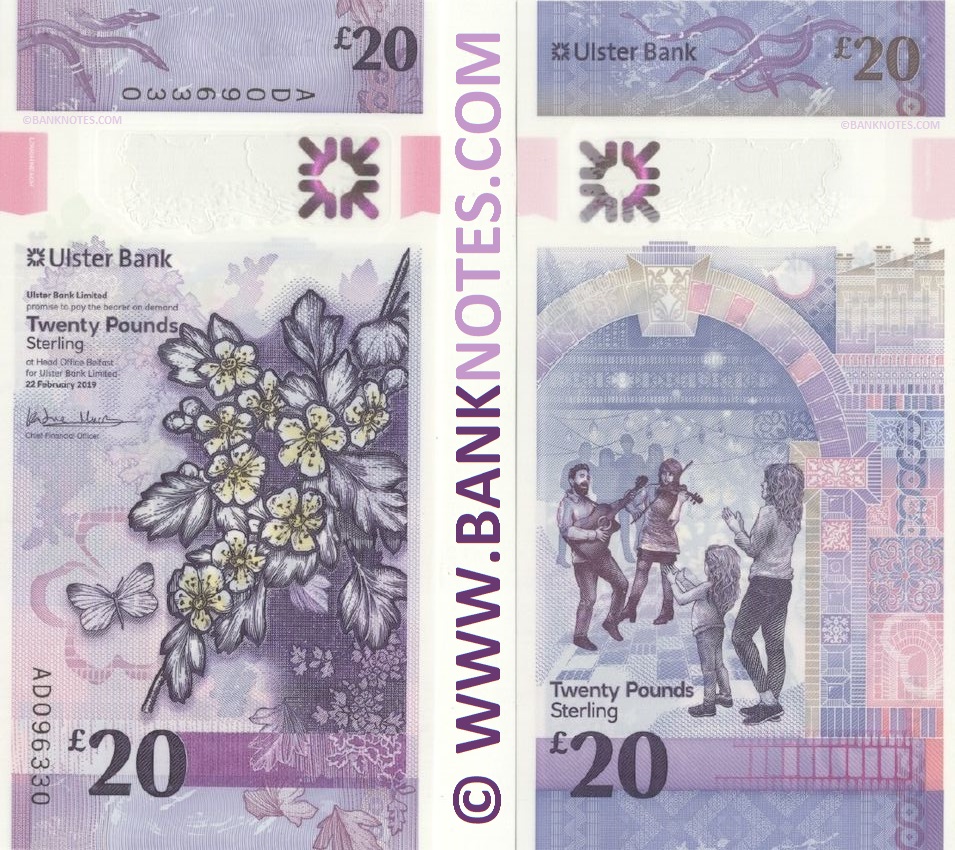 Northern Ireland 20 Pounds 22.2.2019 Ulster Bank (polymer) (AD096330) UNC