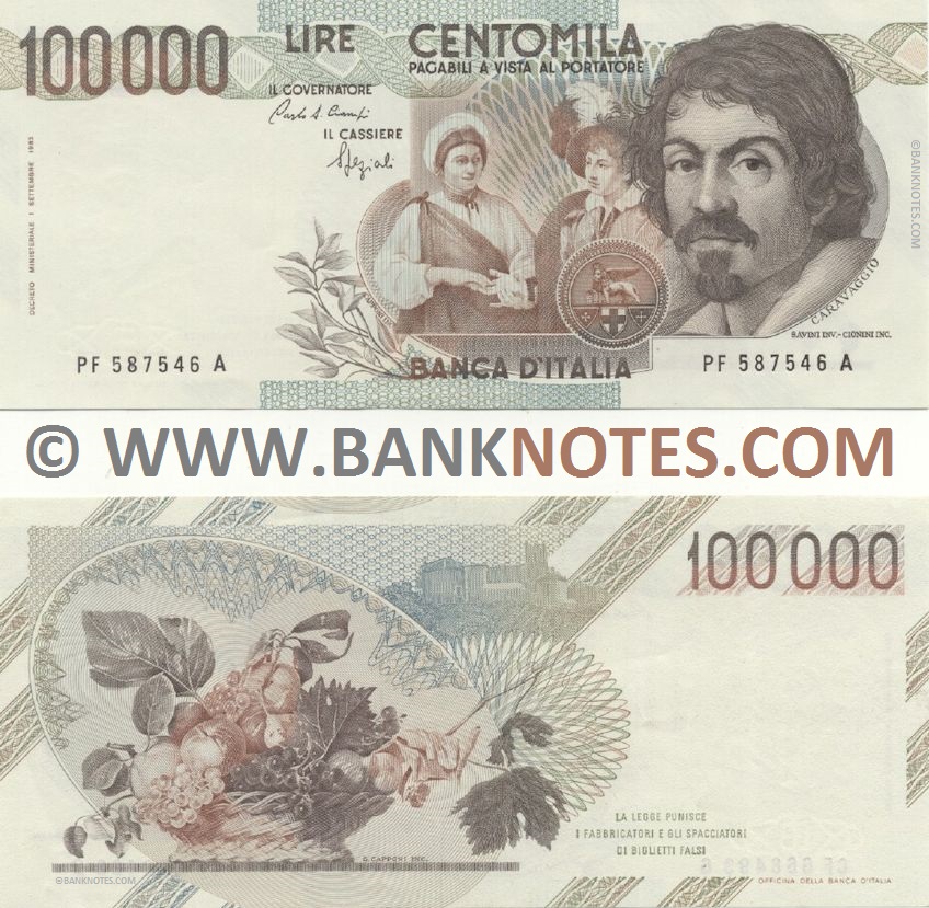 Italy 100000 Lire 1.9.1983 (1992) (ME 446175 T) (circulated) VF+