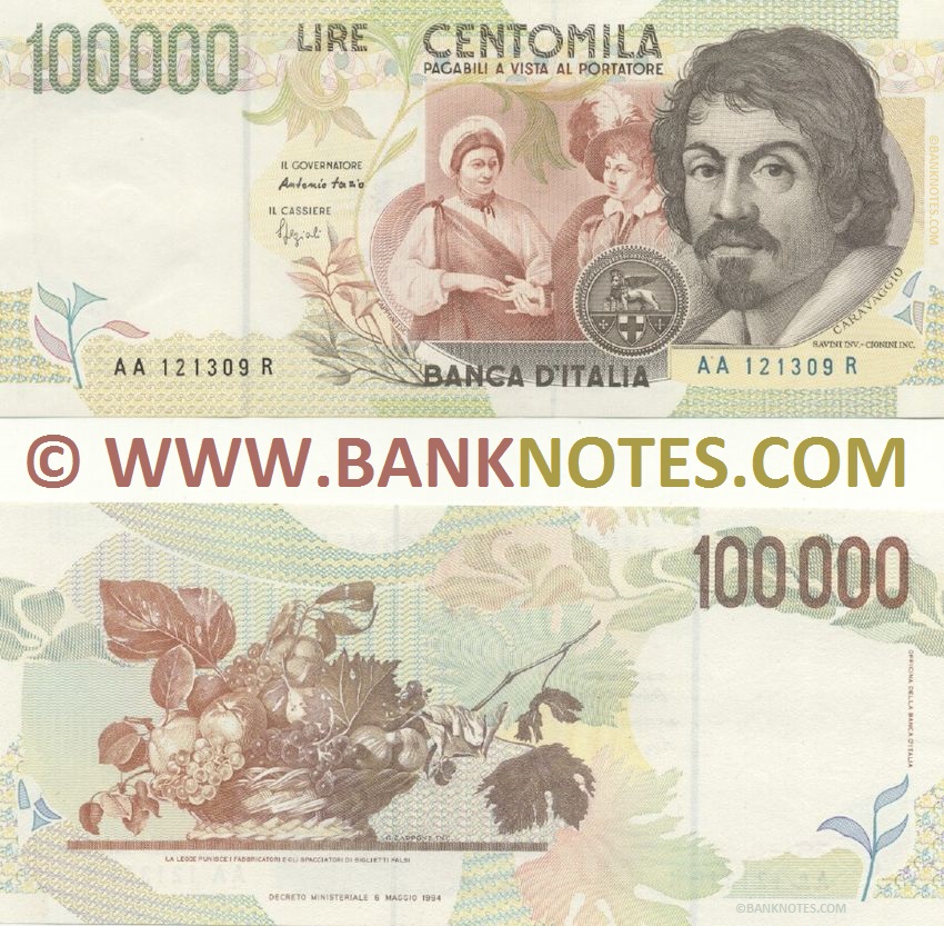 Italy 100000 Lire 6.5.1994 (AA 1213xx R) AU