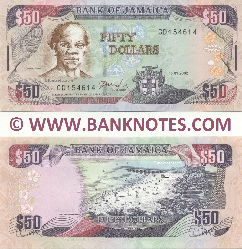 Jamaica 50 Dollars 15.1.2002 (GD1546xx) UNC
