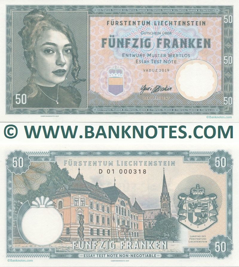 Liechtenstein 50 Franken 2019 Private product (Test Note) (D01 0003xx) UNC