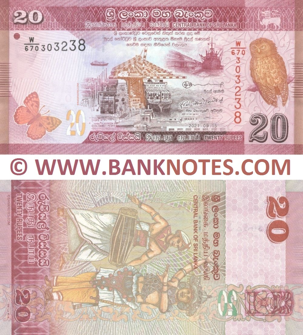 Sri Lanka 20 Rupees 15.9.2021 (W/670 3032xx) UNC