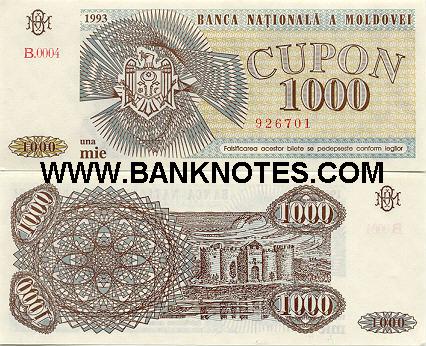 Moldova 1000 Cupon 1993 (B.0004/9267xx) UNC