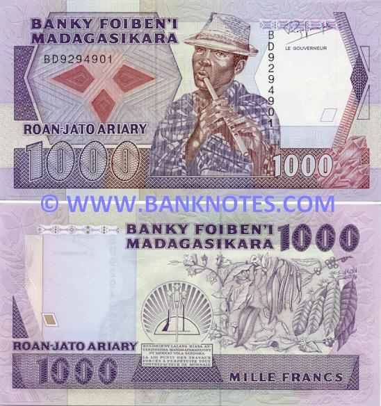 Madagascar 1000 Francs (1988-93) (BD92949xx) UNC
