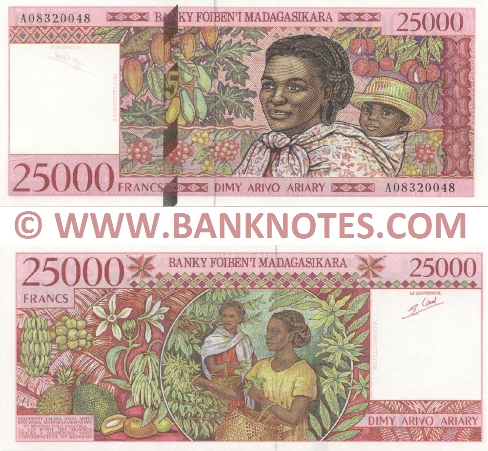 Madagascar 25000 Francs = 5000 Ariary (1998) (A08320048) UNC
