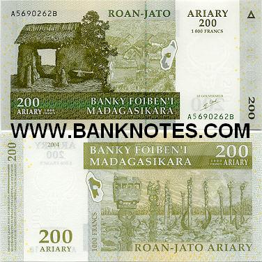 Madagascar 200 Ariary 2004 (A10872xxF) UNC