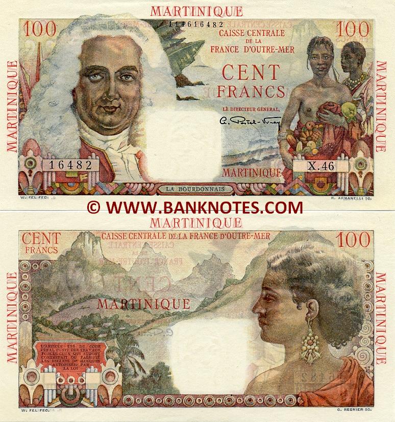 Martinique 100 Francs (1947-49) (P.47/116456608) (circulated) Fine