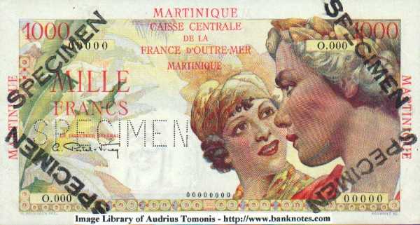 Martinique 1000 Francs (1947-49) (O.000/00000) SPECIMEN UNC