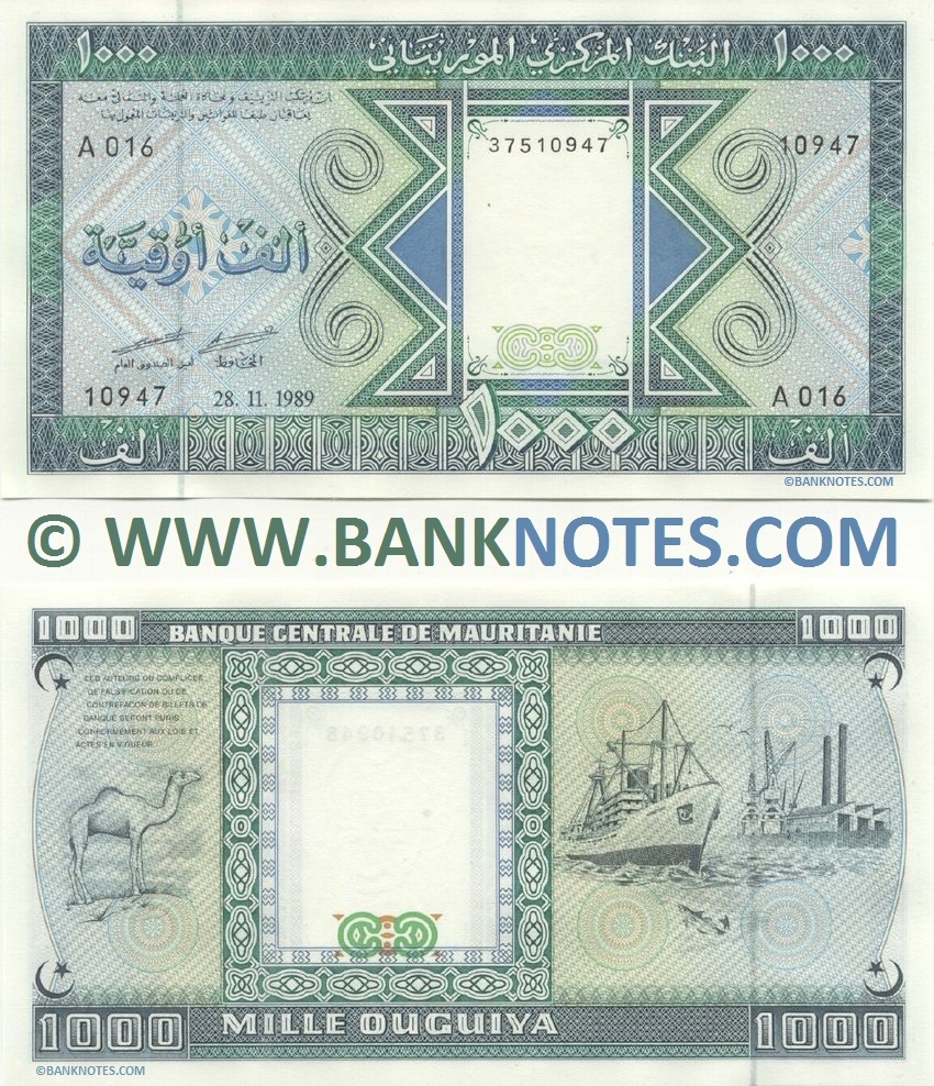 Mauritania 1000 Ouguiya 28.11.1989 (Z015/373952xx) UNC