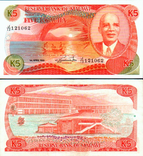 Malawi 5 Kwacha 1988 (J/13 121062) UNC