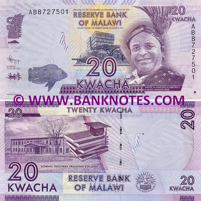 Malawi 20 Kwacha 1.1.2012 (AB87275xx) UNC