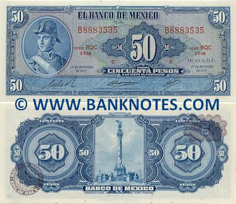 Mexico 50 Pesos 29.12.1972 (BQX/1-C-9/B/D90665xx) UNC