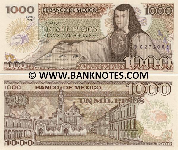 Mexico 1000 Pesos 1985 (VN/D02720xx) UNC