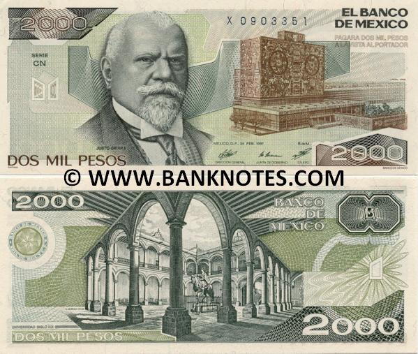 Mexico 2000 Pesos 1989 (EH/U16654xx) UNC